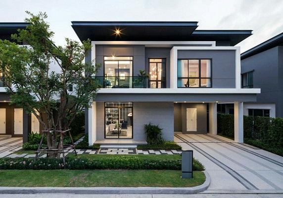 Villa moderne à deux étages avec jardin